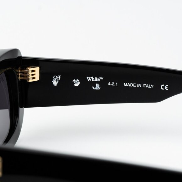NEW Off-White CARRARA 007 Black Dark Grey Unisex Rectangular Sunglasses - Picture 9 of 13